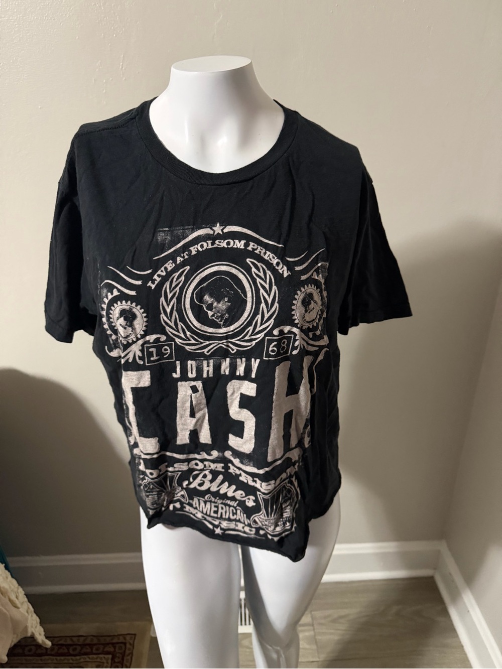 Johnny Cash Black Graphic Crewneck Tee - Women’s Short Sleeve